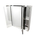 楽天ランキング1位獲得 ミラーキャビネット おしゃれ 綺麗 リフォーム DIY 交換 三面鏡 収納 ステンレス 幅75×高67cm INK-0702017G