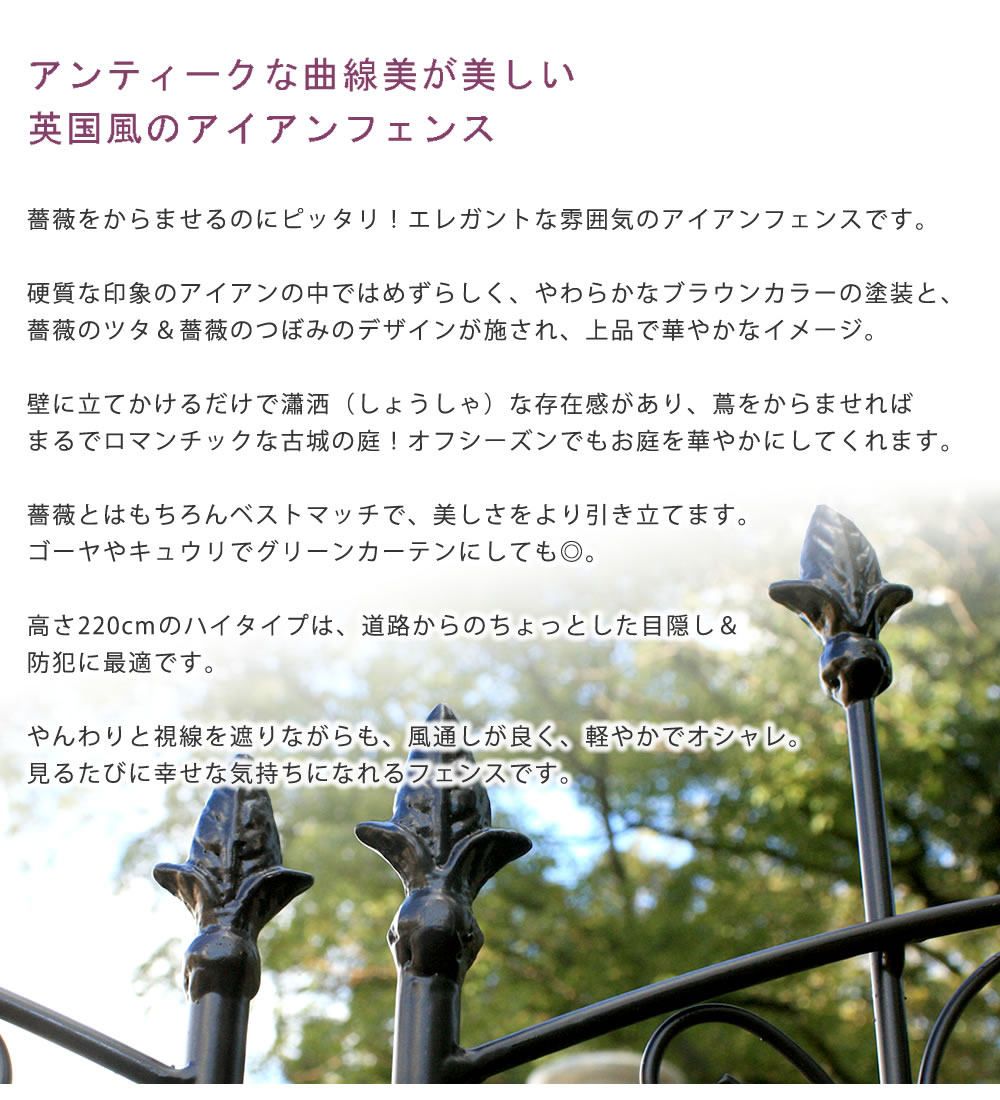 アイアンローズフェンス220 ハイタイプ 2枚組【送料無料 フェンス アイアン ガーデ...