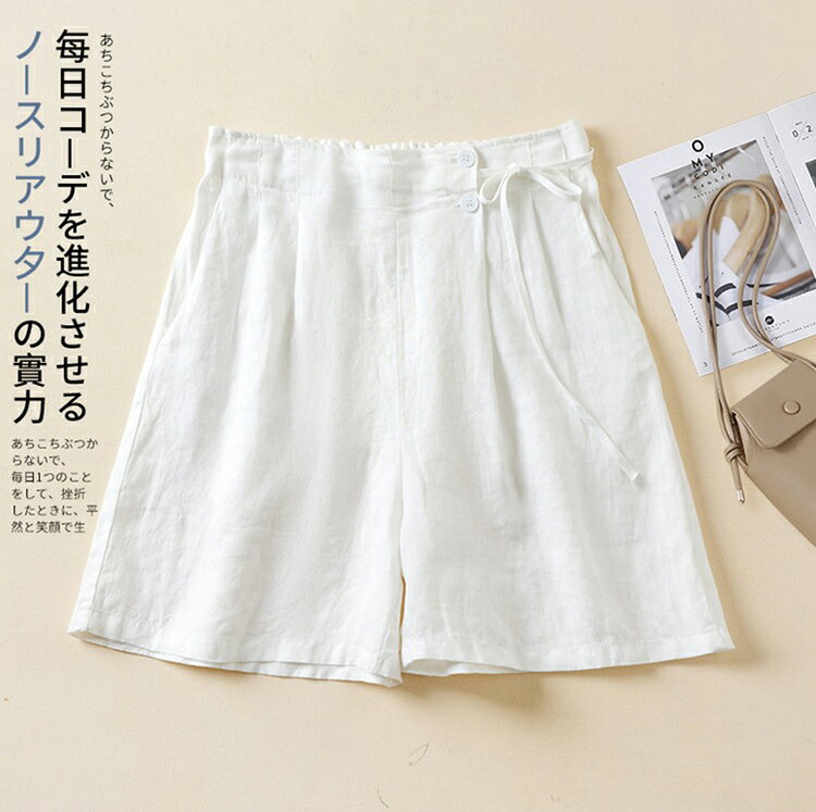 夏 綿麻 ハーフパンツ レディース スポーツ ショートパンツ 短パン レディース カジュアルウエア 夏 Aライン ファッション 夏 短パン 短パン ハイウエスト ゴム ショートパンツ ワイド 麻パンツ 薄手 ハイキング キャンプ 旅行 ショートパンツ 短パン レディース 綿麻 夏 be-fimer-10003640 BeFiMer サンプル画像2