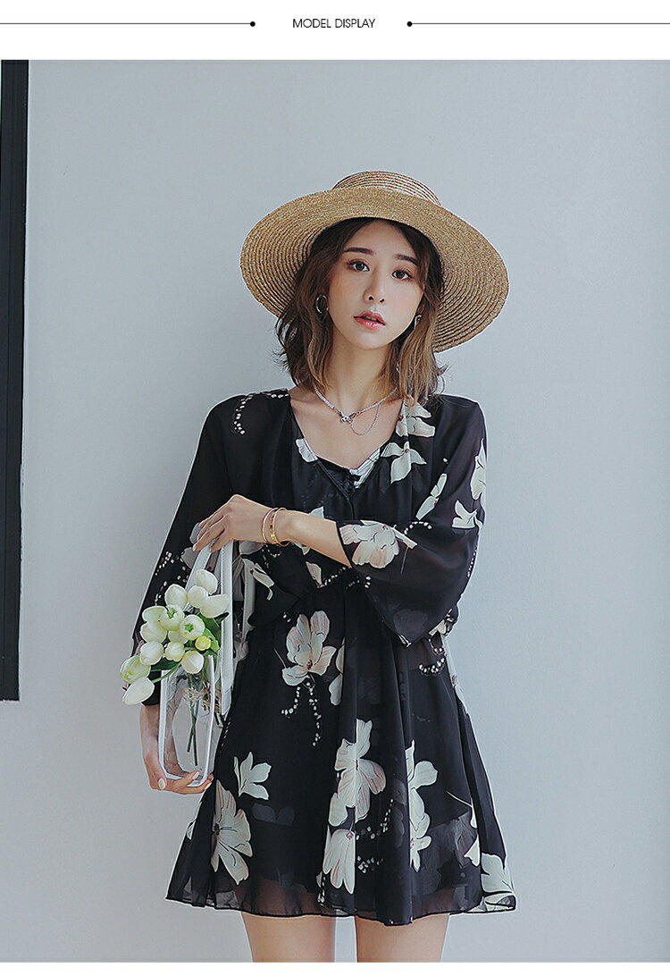 タンキニ 水着 レディース 体型カバー 花柄 ラッシュガード ハーフパンツ 3点セッ...