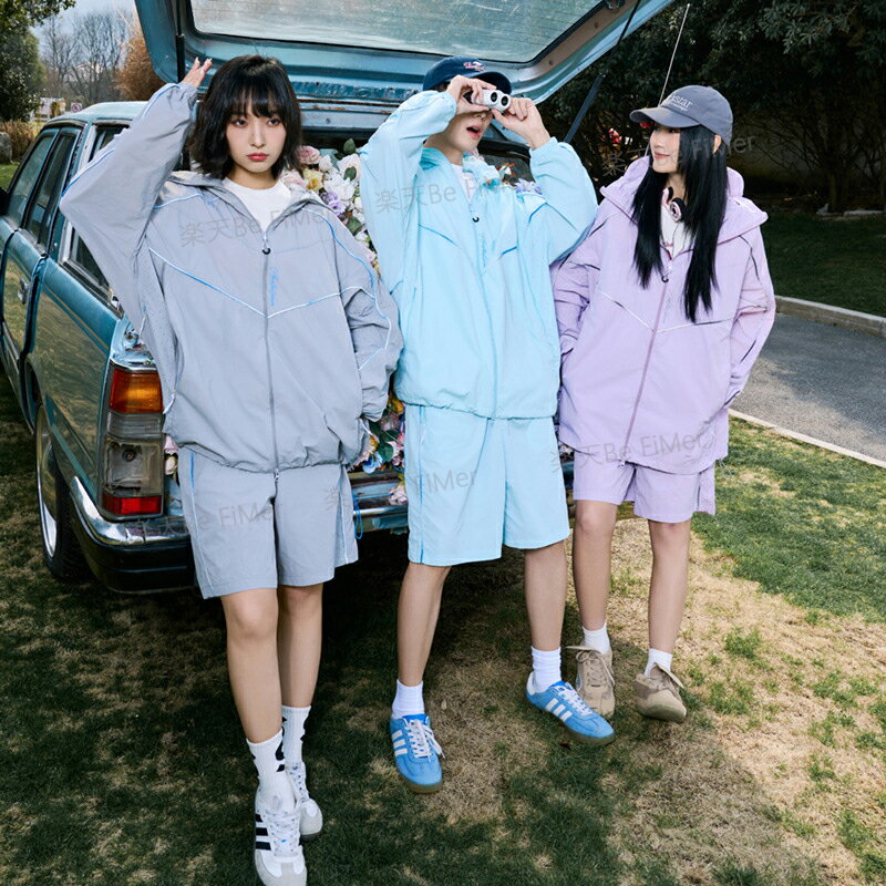 樂天商城 - uvカット パーカー メンズ 夏パーカー 2点セット 暑さ対策 防撥水 ジップアップ 接触冷感 速乾 涼しい ブルゾン ジャンパー 自転車用 レジャー 通学 男女兼用 コンパクト 多機能 団体 女子団体 高校生 学生 女子 撥水タイプ コート アウター パーカー 上下セット パンツ