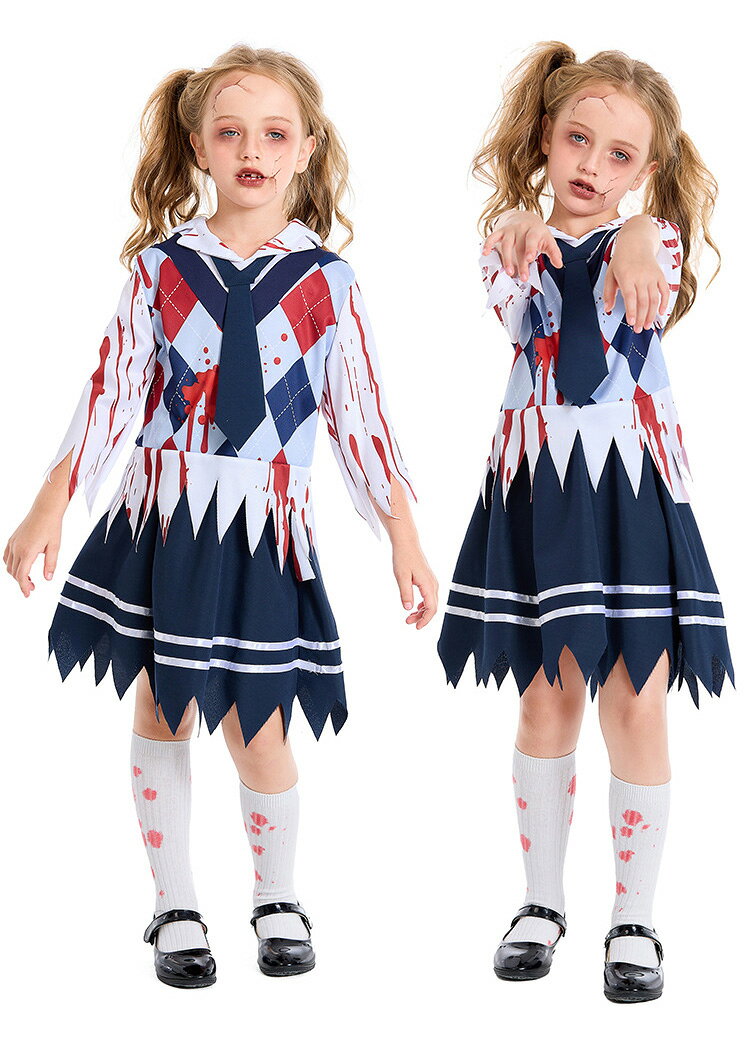 「お買い物マラソン 」ハロウィン コスプレ ハロウィン ゾンビ 学生 コスチューム 人気 演出服 幽霊 魔女 悪魔 吸血鬼学生服 演出 パーテイー 舞台 文化祭 お祭り レディース ゾンビ キッズ 妖怪 萌え 女の子 恐怖の学生服 キッズ 大人 be-fimer-10000719 BeFiMer サンプル画像3