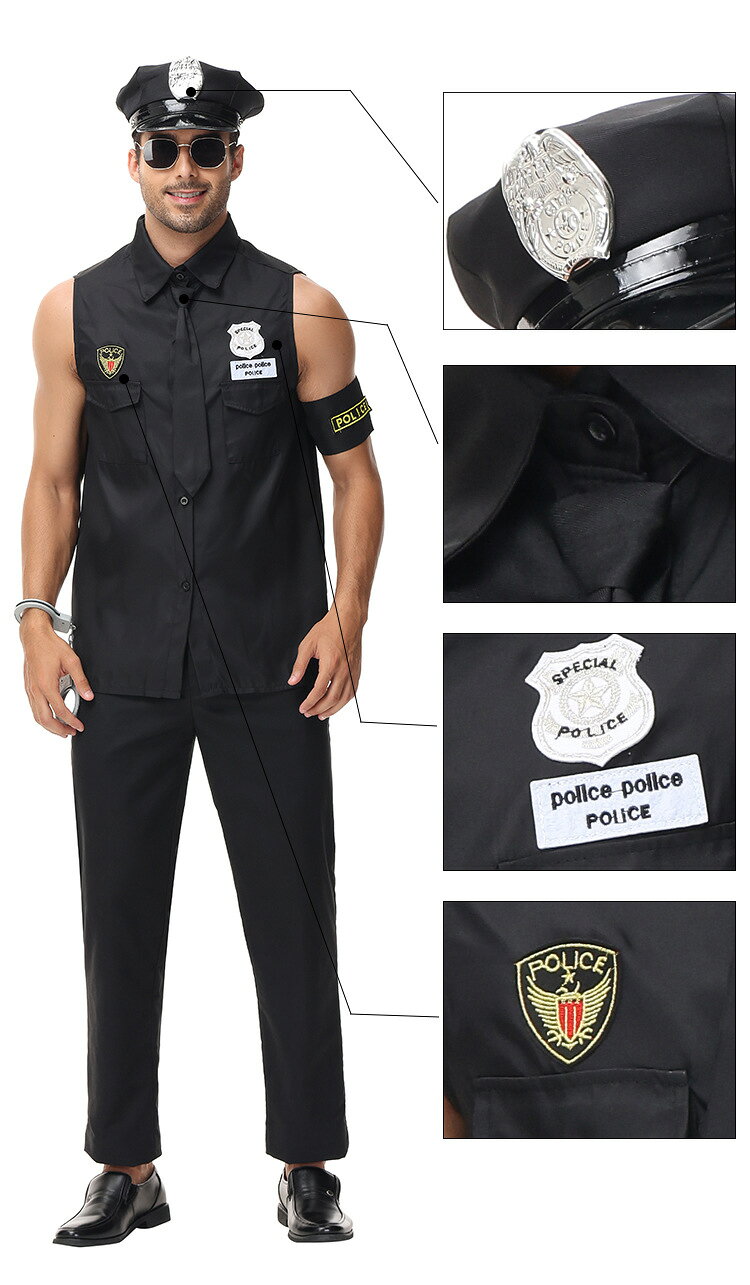 「お買い物マラソン 」【2024】ハロウィン コスプレ 仮装 仮装 男性 警察 コスプレ 警察官 警官 ダンディポリス コスチューム メンズ 警察 男性用 仮装 警察官 男 警官 結婚式 ハロウィーン 仮装衣装 文化祭 学園祭 衣装 大人 コス コスプレ衣装 ステージ衣装 余興 be-fimer-10000808 BeFiMer サンプル画像3