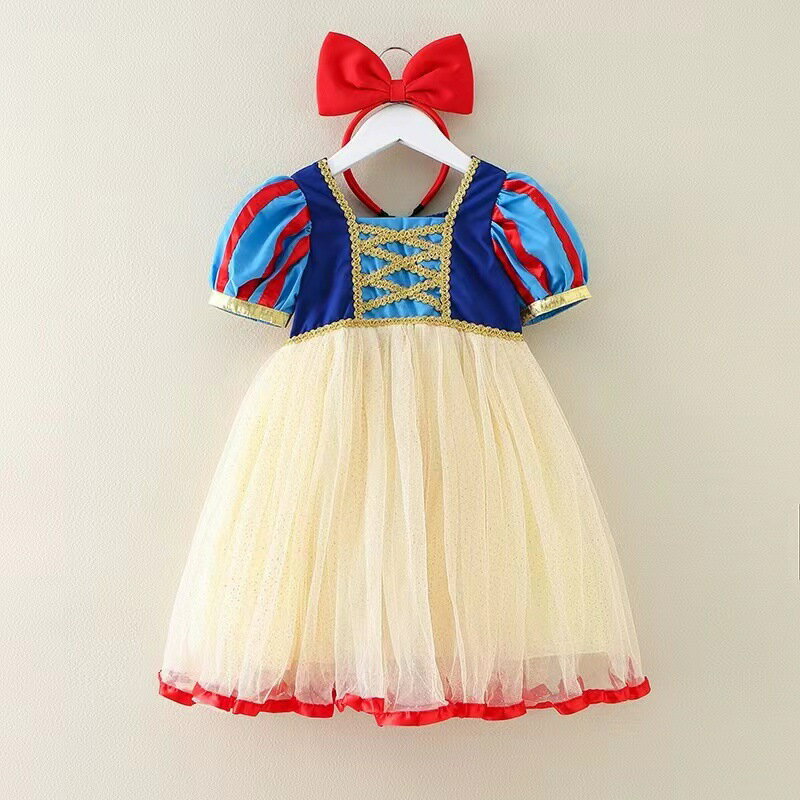 ワンピース 白雪姫ドレス 子供用　半袖　高品質　春夏　キッズ 　ハロウィン　クリスマス　女の子 ドレス コスプレ コスチューム プリンセス キッズワンピース キッズ ワンピース こども 衣装 子供 女の子 ドレス コスプレ 衣装 ミニドレス 仮装 お姫様のサムネイル