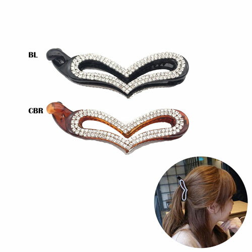 ストーン 付き ハート モチーフ バナナ クリップヘッドアクセ ヘアアクセ ヘアアクセサリー お呼ばれ 髪飾り まとめ髪 髪留め 髪どめ 髪止め大人 レディース...