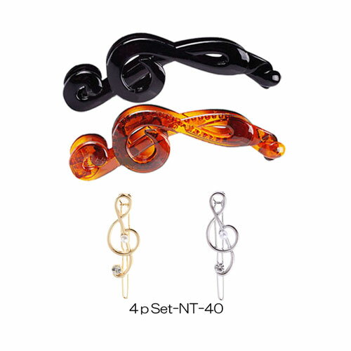 音符 モチーフ長さ約 10.8MM 大きめ バナナクリップヘアピン長さ 4.5 cm 幅 1.7 cm...