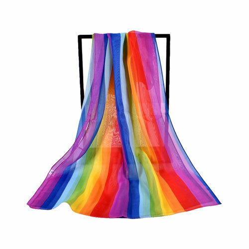 50×150CM 虹 色 プリント ストールBBQ テーマパーク コンサート 用 LIVE ライブ ドライブ フェス余興 発表 会 ステージ 舞台 イベント 用 ダンス アイテム 発表 用 衣装 演奏 衣裳 小物カラフル スカーフ 大判にじ ニジ 虹 カラー 1のサムネイル