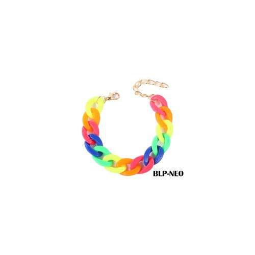 虹柄 プラチェーンブレスレッド長さ19.5cm アジャスター付 カニカン留め具プラ ジュエリー アクセサリーLIVE ライブ フェス コンサートパンク ロック ...