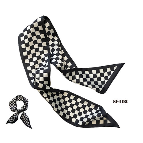 格子柄スカーフ縦 7.5 x 横 77 cm 薄手 綿 生地通勤 通学 に お洒落 で 可愛い普段使い アレンジ 使い ..