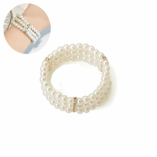 3連 パール デザイン ブレスレットおしゃれ お洒落 かわいい 可愛い 人気 流行 シンプル結婚式 パーテ..