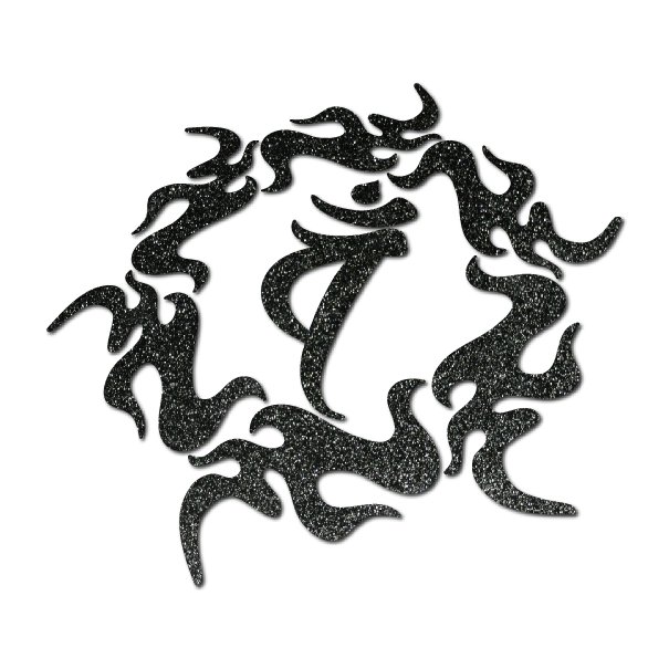 トライバル梵字ステッカー火焔光背守護梵字 F バン 大日如来（未申）ブラックラメ