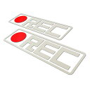ドラレコステッカー「REC」煽り運転防止 2枚組 ホワイト×レッド 10cm×3cm 切り文字 転写 撮影中 車 バイク 防犯 セキュリティー