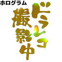 ドラレコ（ドライブレコーダー）で撮影中であることを後方車両に警告し、あおり運転を防止する車ステッカーです。かわいい書体にしてみました。ステッカーの素材は屋外での耐用年数が3年のレインボーホログラムシートを使用しております。見る角度によって七色に反射するホログラムステッカーです。車のリアウインドウやリアゲート、バンパー等に貼れます。塩ビ素材で伸びが良く、ある程度の曲面にも貼る事が可能です（きつい曲面への施工はできません。伸ばしすぎると千切れたり変色する場合がありますのでご注意ください。）。糊面はシルバーです。ステッカーサイズは10cm×15cmです。