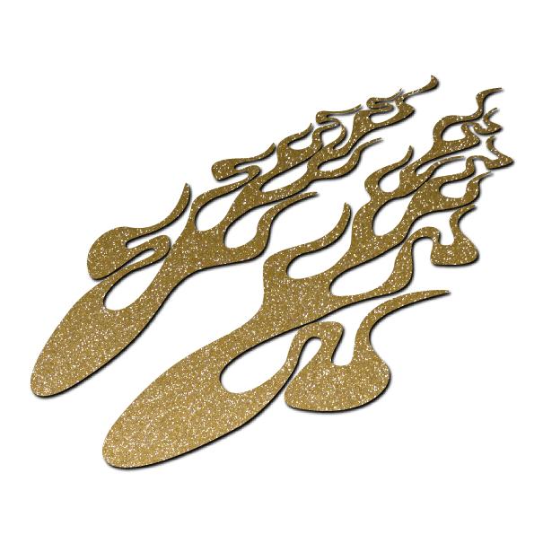 クルマ・バイク向けステッカー ファイヤーパターン フレイムB ラメ入りゴールド