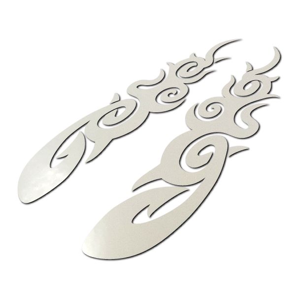 車・バイク用ファイヤーパターンカッティングステッカー フレイムD トライバル風 通常色白