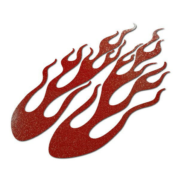ラメ入りでキラキラ光るファイヤーパターンステッカー 切り抜きタイプ フレイムA ダークレッドラメ