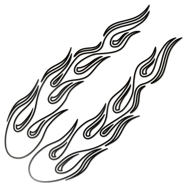 ファイヤーパターンステッカー フレイムE ピンストライプ ブラック 黒 カッティング 炎 転写 サイド デ..