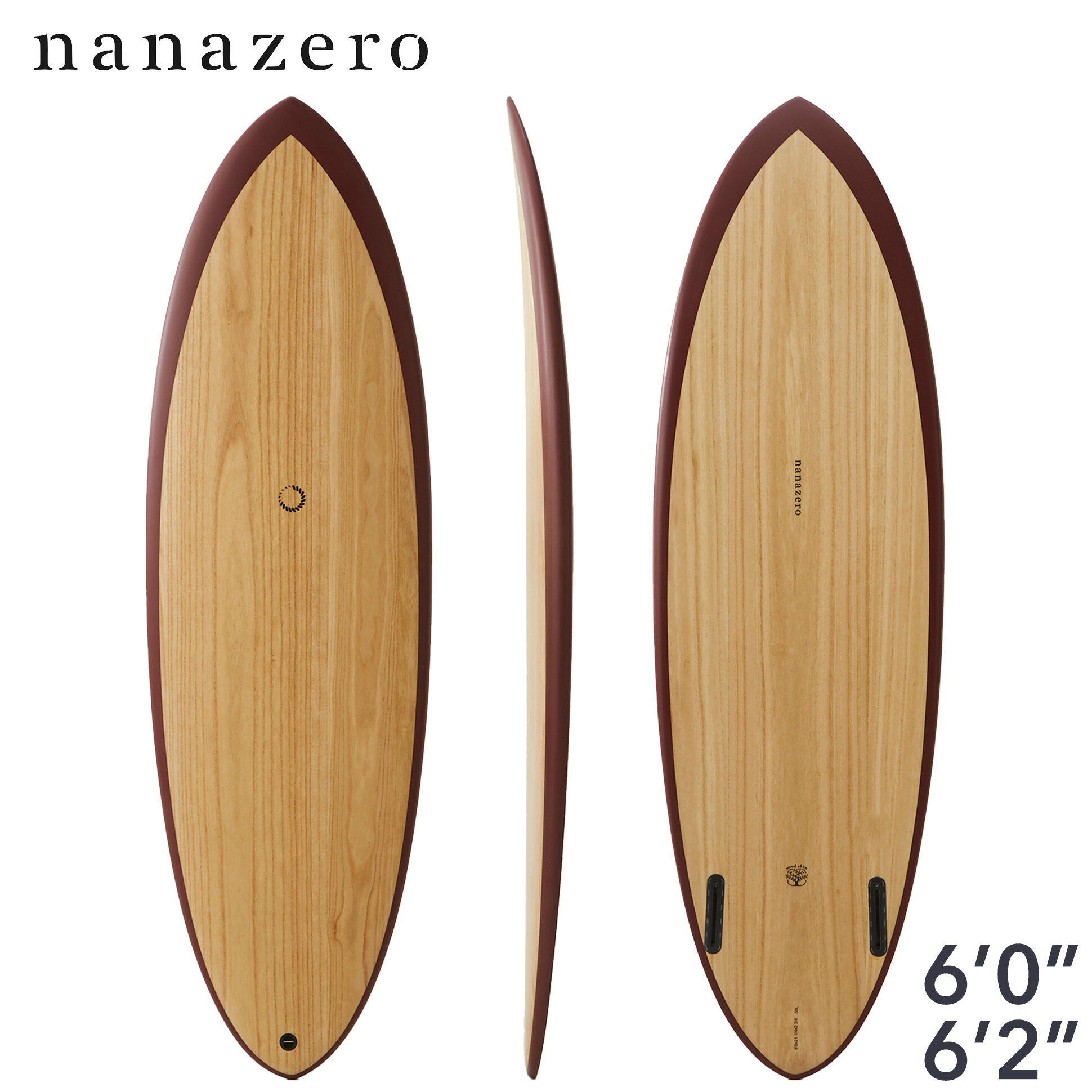 サーフボード nanazero WOOD SKIN HB01 Twin Egg 6'0 ハイブリッド （midlength surfboard ナナゼロ サーフィン）