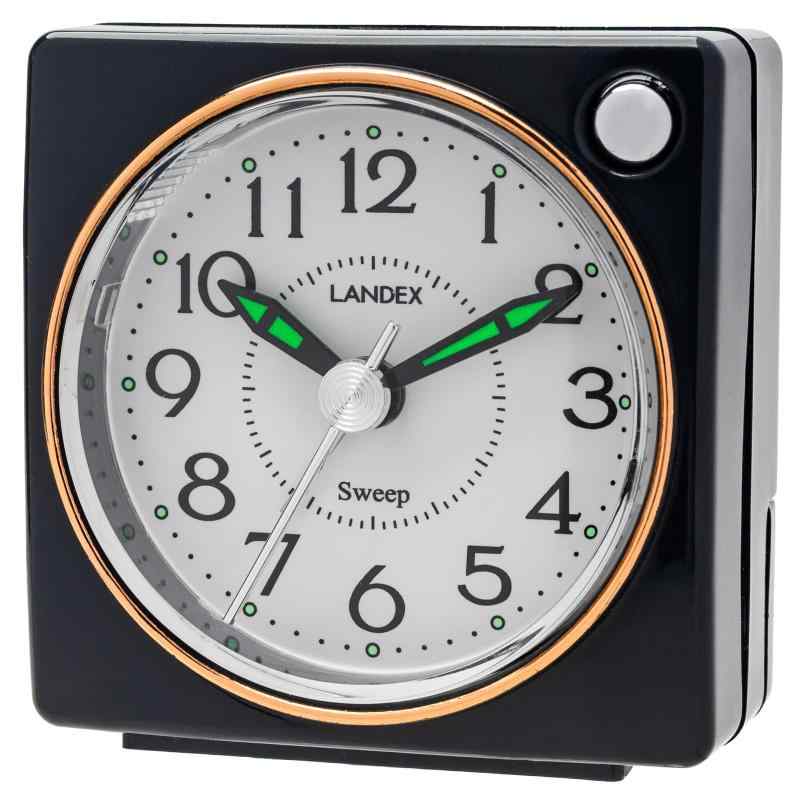 ランデックス(Landex) 目覚まし時計 置き時計 アナログ 秒針の音がしない 静音 連続秒針 非電波 トラベル 電子音 アラーム ライト スヌーズ ブラック ピピリカ ギフト プレゼント