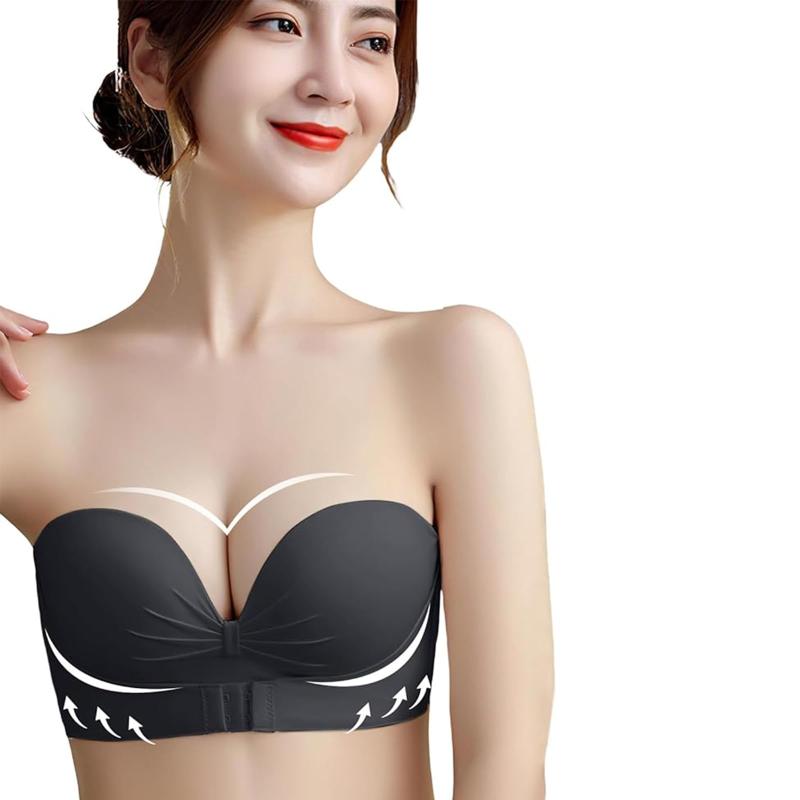 [Kemiuu] ストラップレスブラ 紐なしブラ 脇高 ノンワイヤー 高弾性 チューブトップ 柔らかい シームレス 結婚式