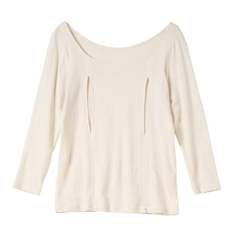 モーハウス オーガニックコットン 授乳用インナー穴あきシャツ(長袖) ナチュラル M-L