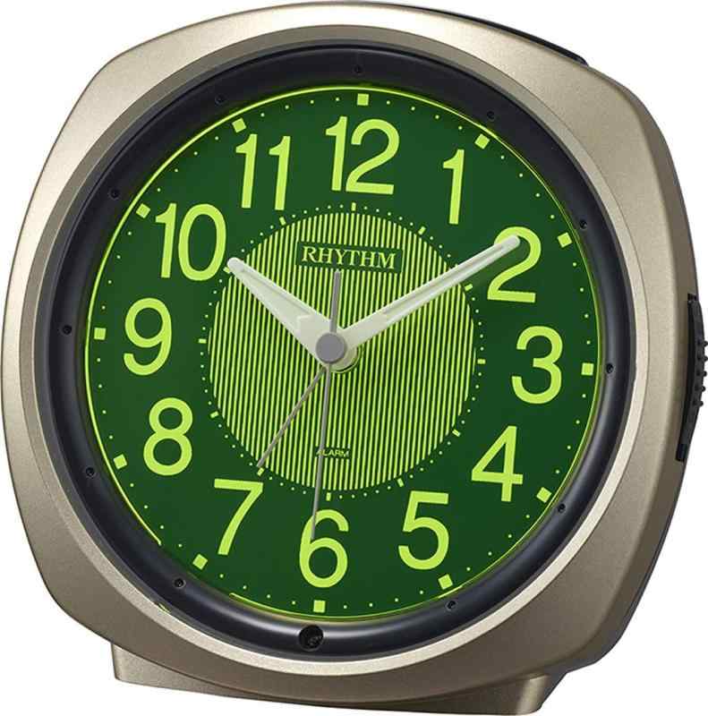 リズム(RHYTHM) 目覚まし時計 電子音アラーム 連続秒針 暗所 自動 点灯 ライト ゴールド 13x12.8x7.3cm 8RE673SR18