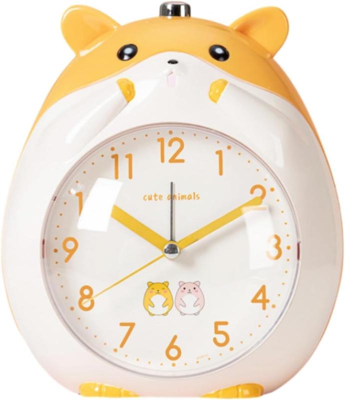 目覚まし時計 大音量 ハムスター 静音仕様+スヌーズ機能+ナイトライト デュアルアラーム 子供部屋/寝室..
