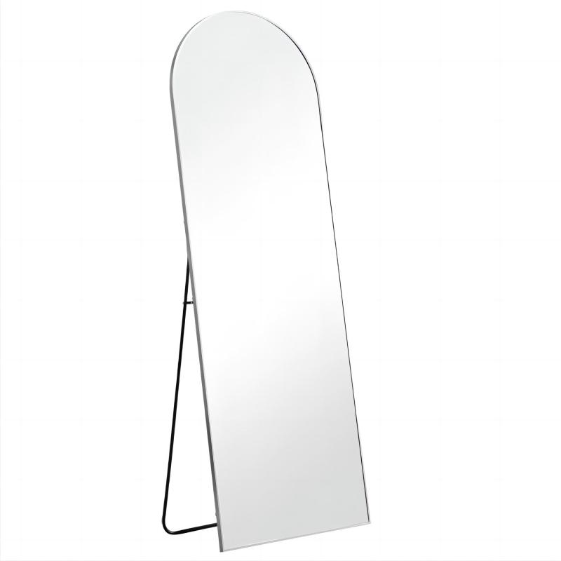 ミルオ君の鏡工房 姿見鏡 全身鏡 スタンドミラー 壁掛け アーチ型 2way 全身ミラー おしゃれ アルミフレーム 160x50cm シルバー【アーチ型デザイン】この全身鏡は高さ150cm、幅60cmのエレガントなアーチ型デザインで、シンプ...