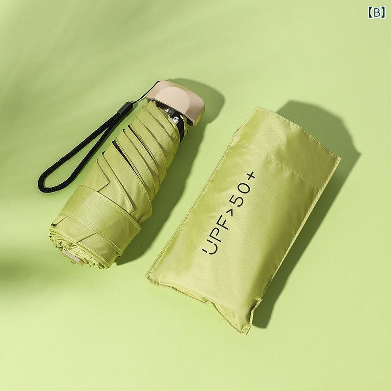 樂天商城 - 軽量 ミニ 薄型 五 つ折り 6 本 骨 8 本 骨 日傘 折りたたみ 式 UV カット 晴雨 兼用 傘 ポケット サイズ 黒色 コーティング 日よけ 傘