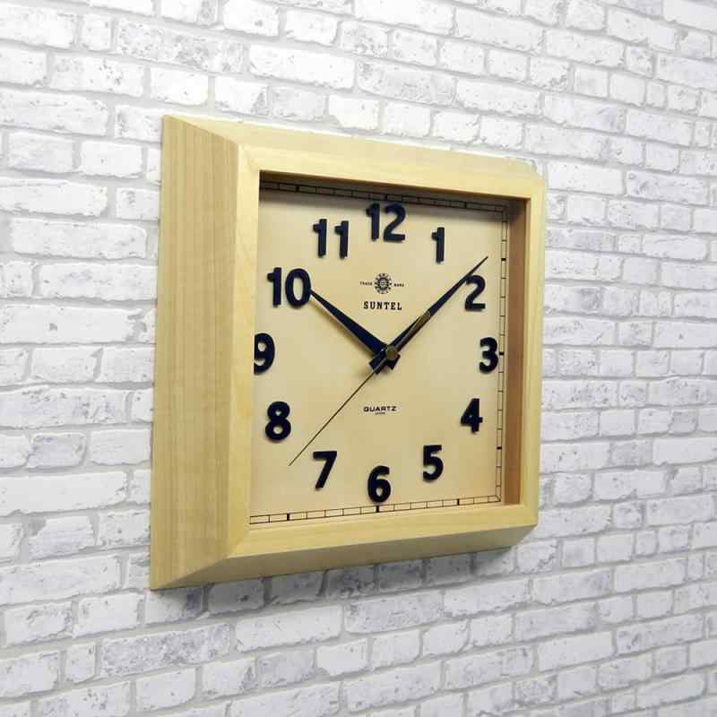 さんてる 日本製 スクウェア 掛け時計 ナチュラル QL696-NA