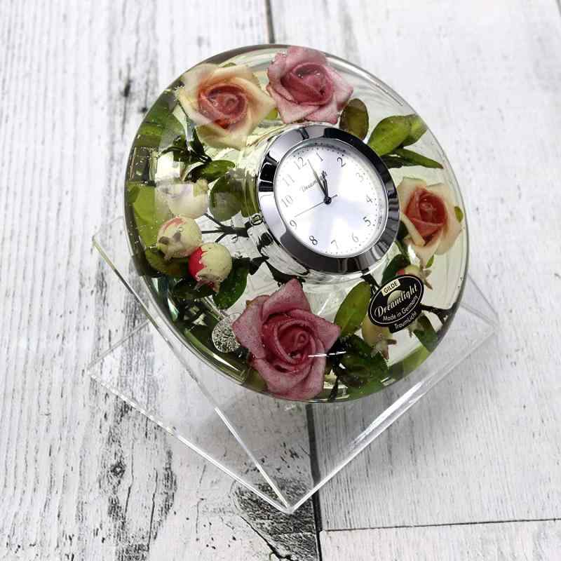 ひとつひとつをハンドメイドで仕上げた ナチュラルテイスト 置き時計 直径11×高さ4cm アナベル アンティークな色彩でクラシックなインテリアにもマッチ みずみずしいデザイン ギフトとし [3]