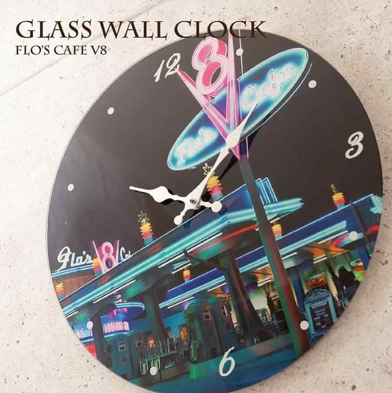 [秋月貿易 ]【掛時計】ガラスウォールクロック[Flo's Cafe V8](Φ38) Flo's Cafe V8 Φ38 x D3 cm OS-2406 [2]