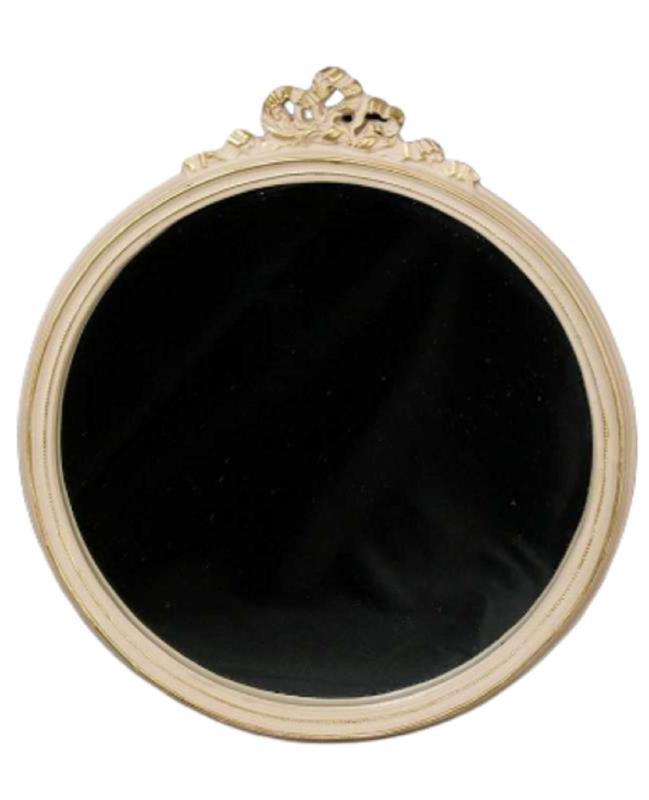 エレガントインテリア(Elegant Interior) 【 壁掛ミラー 】 リボン ラウンド 鏡 アンティークホワイト ..