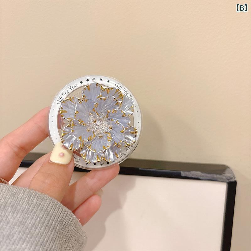 韓国 ins 携帯 電話 エアバッグスタンドマグネット 式 伸縮 可能 立体 花 高級 感 女性 スタンドデスクトップドラマ