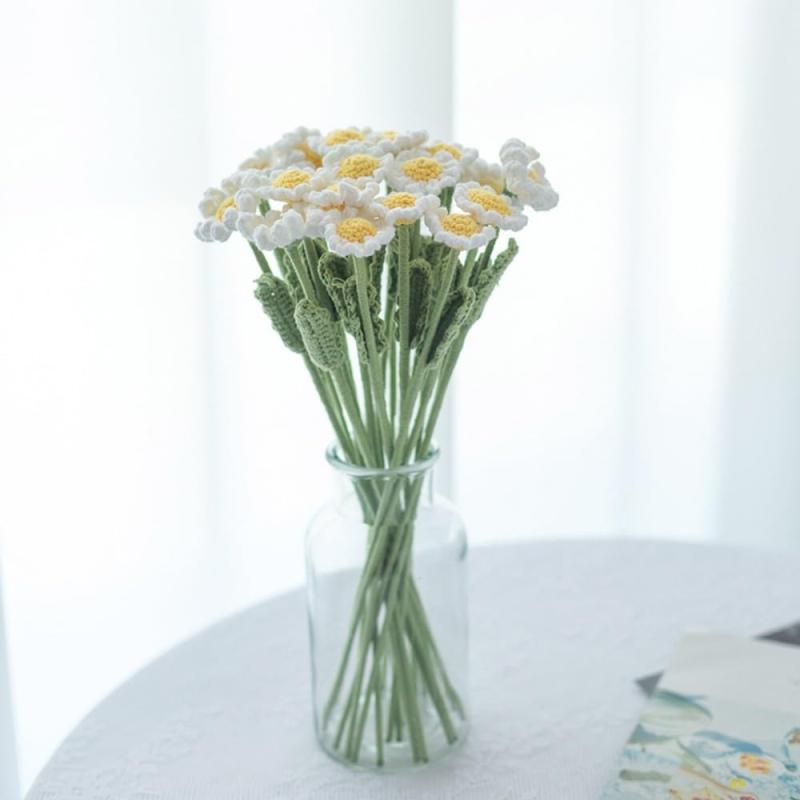 seimeinoki デイジー 造花 毛糸の花 10輪 長さ40cm かぎ針編み 人工 ヒナギク 完成品 フェイクデイジー..