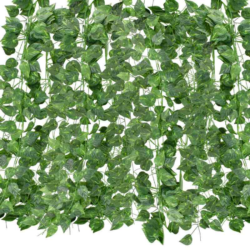 Bacucine 人工観葉植物 フェイクグリーン ポトス 36本セット 造花グリーン 2.1m 吊り下げ 壁掛け 吊るし 藤 垂れる 観葉植物 インテリア ガーデニング リアル DIY飾り 枯れない トイレ 人気 ウェ