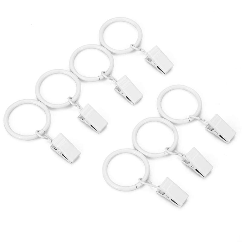 【C.M.】 カーテンリング カーテンクリップ付き 内径25mm 20個 スライドリング カーテンリングクリップ 防錆 ホワイト