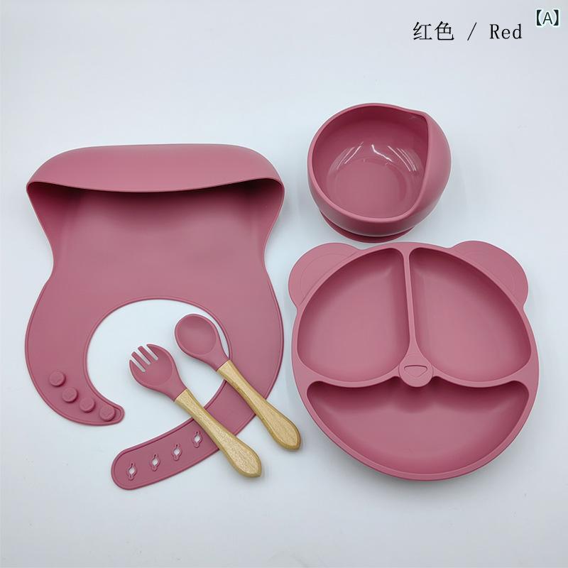 樂天商城 - クロス ボーダー 熱 売 シリカゲル 食器 セット ベビー 補助 食 訓練 吸盤 シリカゲル 食器 5 点 セット