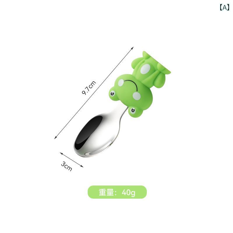 樂天商城 - クロス ボーダー 热 い 贩売 シリコーン 漫画 食器小さな カエル ステンレス 钢 フォーク スプーン 赤ちゃん 补助 食品 分 格 ストロー 式 分 格 皿