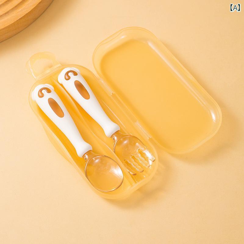 樂天商城 - 人気 食品 グレード PP 製 子供 用 食器 セット 1 歳 以上 向け 曲がる ツイスト フォークと スプーン 携帯 用 漫画 柄 ベビー ボックス 入り