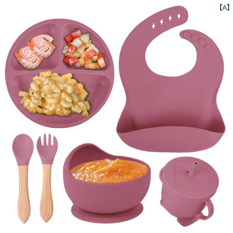 樂天商城 - 国境を 越えた 売れ筋の 子供 用 栄養 補助 食品 シリコン ディナー プレート ベビー フードボウルスマイリーフェイスディナープレート 6 点 セット ベビー 用品 卸売