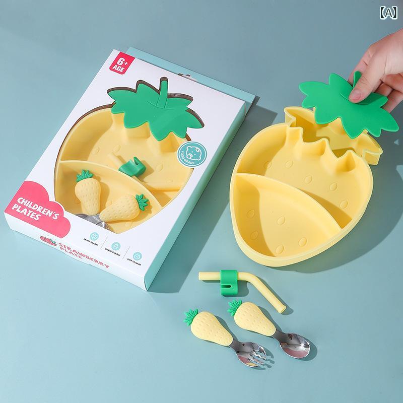 樂天商城 - クロス ボーダーの 人気 商品 子供 用 イチゴシリカゲルの 食事 皿 赤ちゃんの 補助 食品です。
