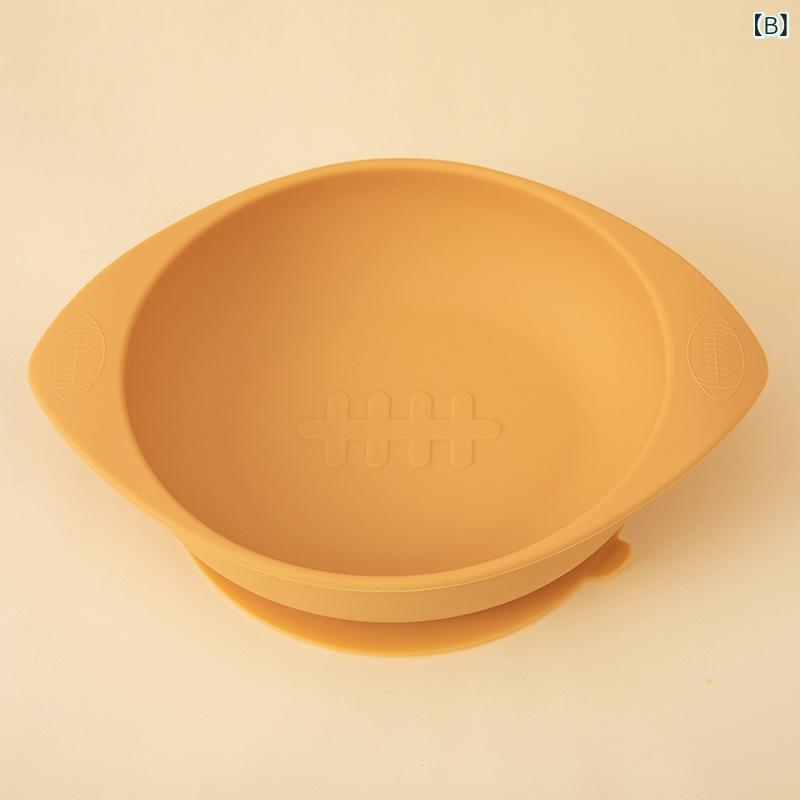 越境 して よく 売れて いる新 商品の 赤ちゃんの 吸盤の 食器の シリカゲルの ラグビーの 食事の 皿の 赤ちゃんの 耐熱は 投げます シリカゲルの 食事の 皿に 耐えます。