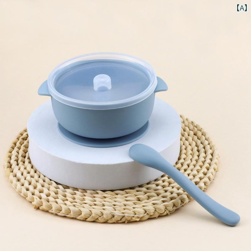 樂天商城 - クロス ボーダーの 人気 食品 シリカゲルの 赤ちゃんの 補助 食器の スプーンの 赤ちゃんの 碗の 強い 吸引 力の 蓋の 食器の シリカゲルの 柔らかい スプーン