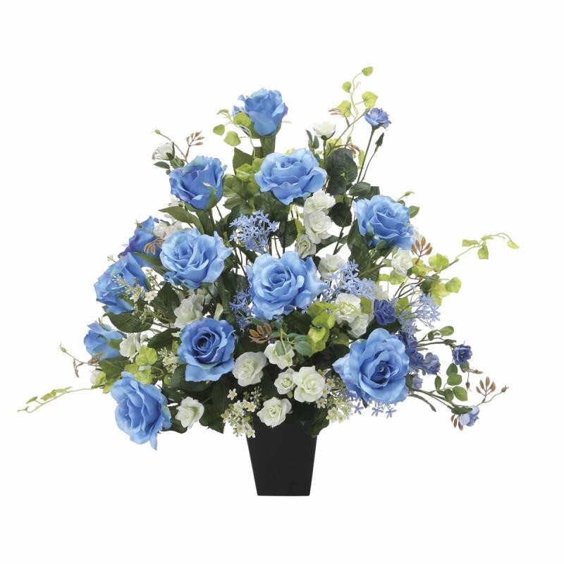 光の楽園 フェイクグリーン 造花 ブルースターローズ 2373P150