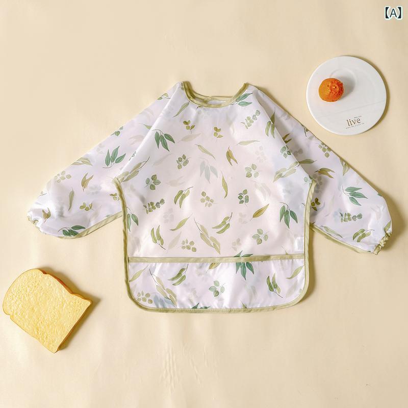 樂天商城 - カバーの 長袖の反 服の 赤ちゃんは 食事の エプロンを 食べます。 子供は 口を 囲みます。