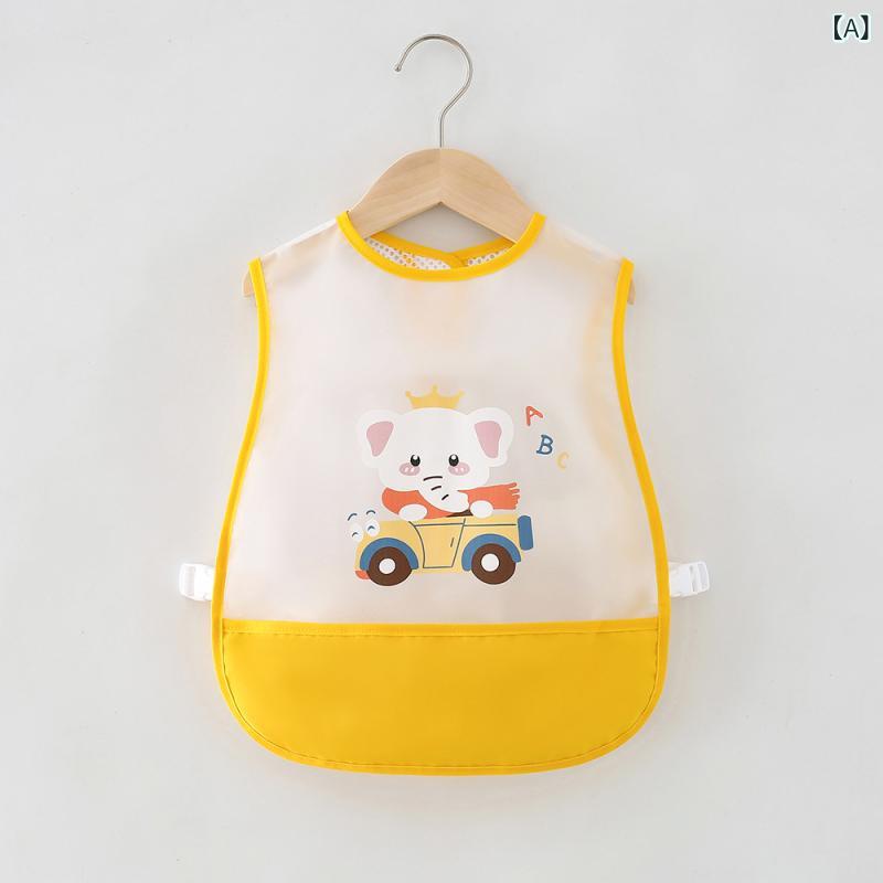 樂天商城 - メーカーの 新しい 子供 用 スモック ベビー よだれかけ 春 夏無 洗 防水 エプロン ベビー 食べる ポケット逆 着用