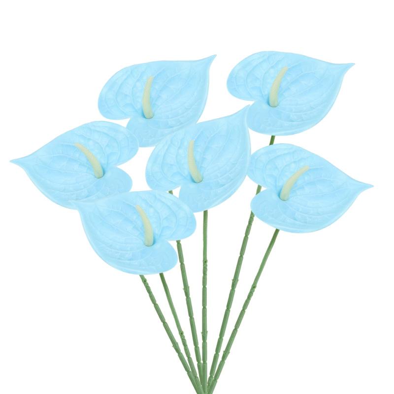 PATIKIL 13" 人工アンスリウムリリーの花 6個セット 永久花フラワーアレンジメントブーケ ホームデコレーション 結婚式ウェディング 祭り パーティー用 スカイブルー