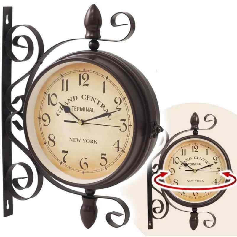 UPstore レトロ調 両面壁掛け時計 ダブルフェイスクロック おしゃれ アンティーク調 ウォールクロック