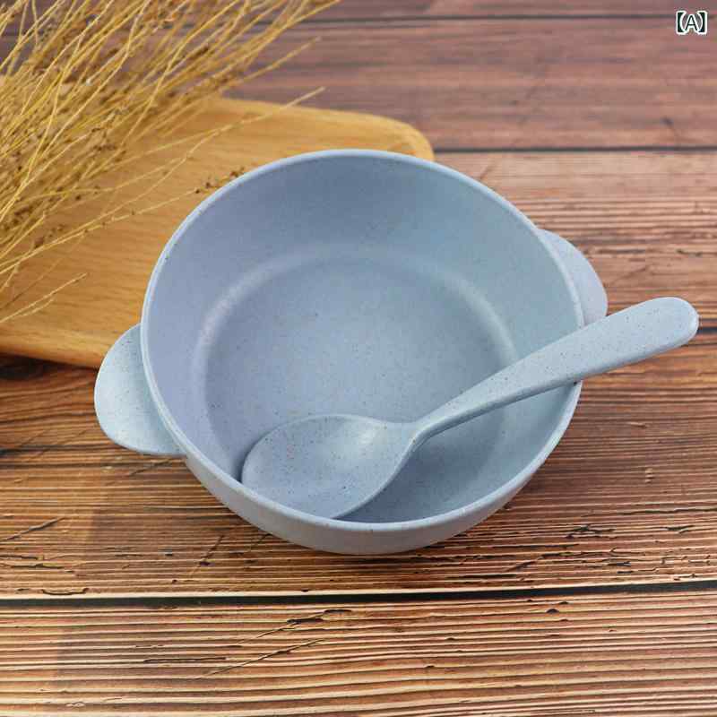 自動餵食器 - 小 麦わら 子供 用 プラスチック 食器 セット 赤ちゃんは 茶碗を 食べる ことを 学びます。